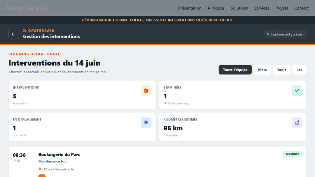 Réalisation : Gestion d'Interventions — projet créé par Thomas Descamps
