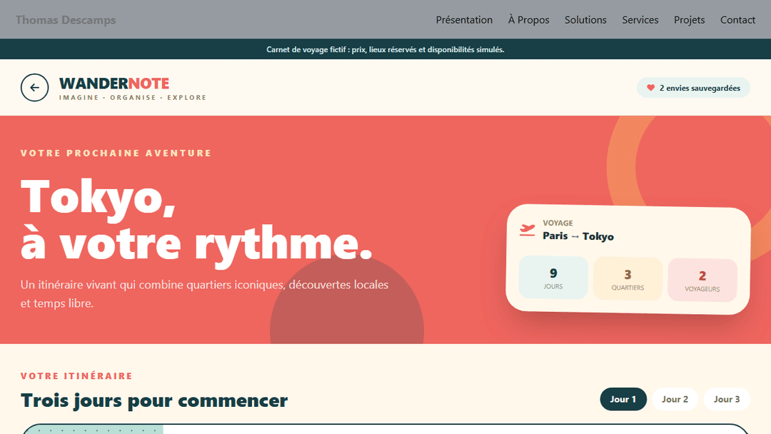 Réalisation : Planificateur de Voyage — projet créé par Thomas Descamps
